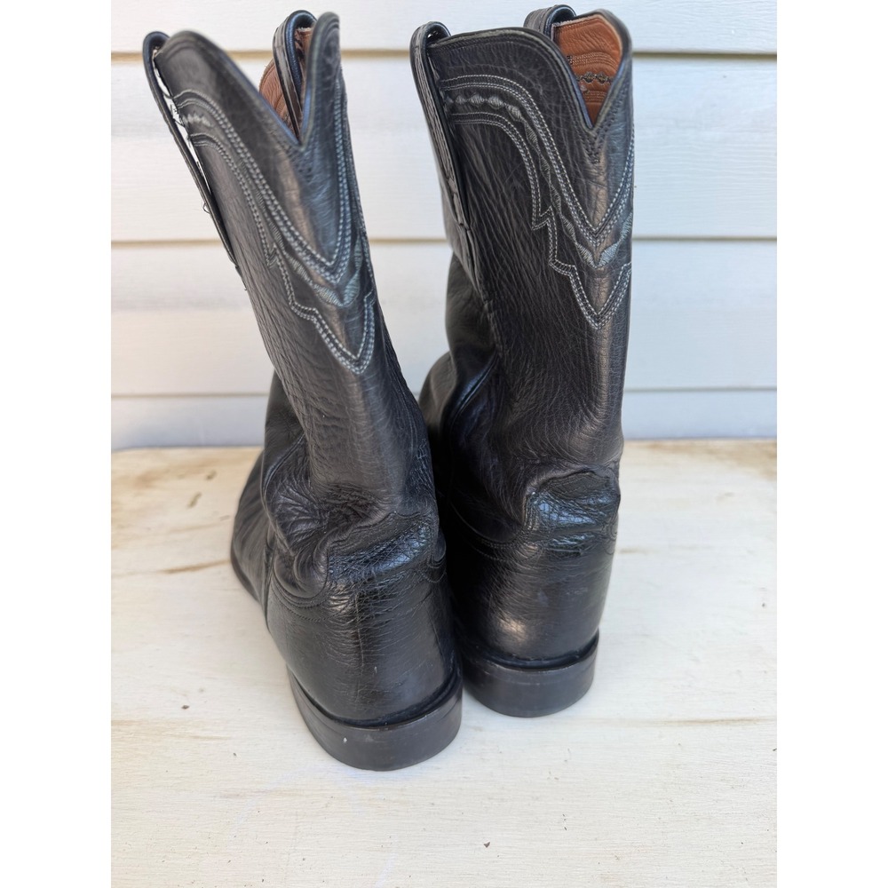 Lucchese Roper Boots Mens 9 EE Black Leather Western Cowboy T005703 - Picture 6 of 16